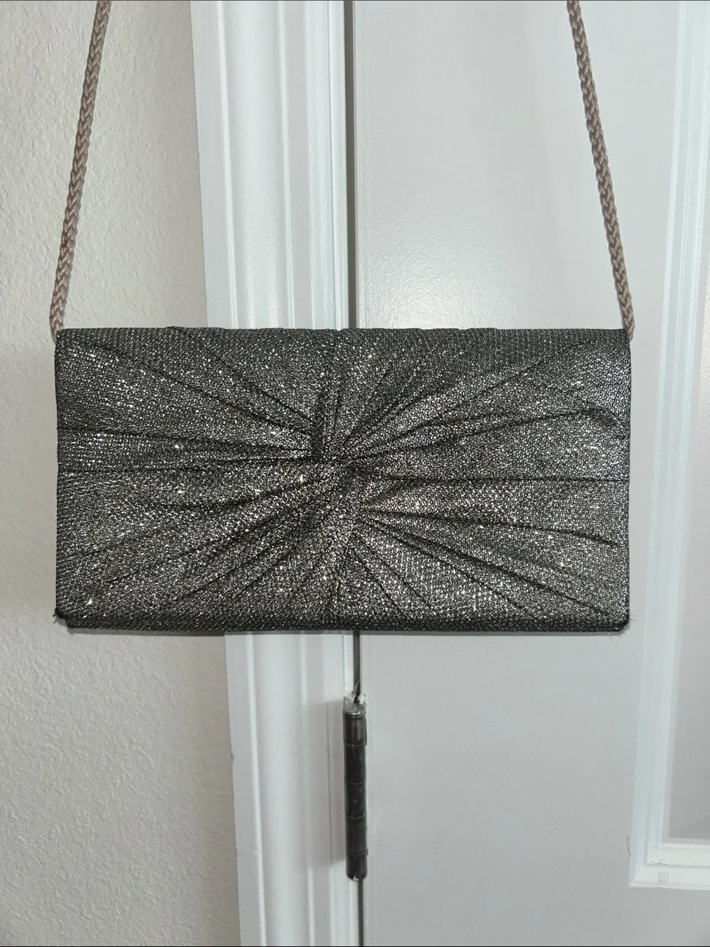 Metallic Gunmetal Evening Crossbody Bag